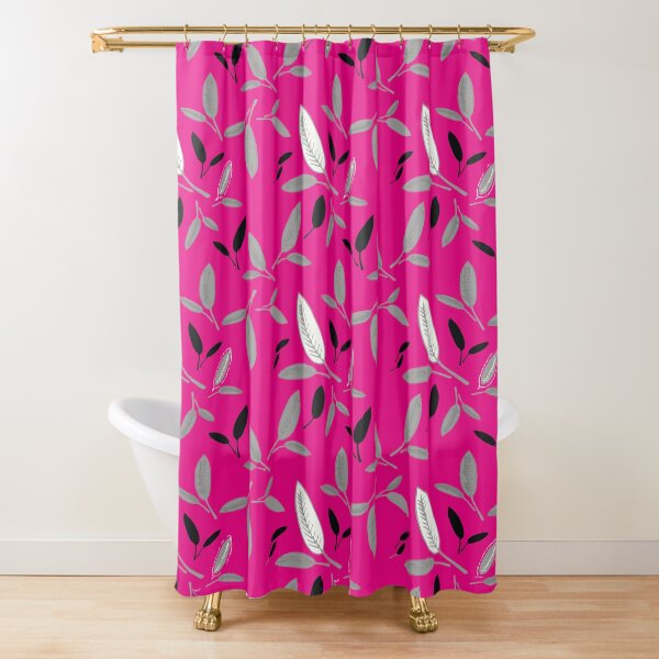 Fushcia Shades of Leaf Shower Curtain