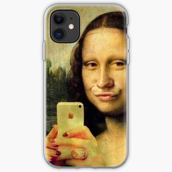 But first let me take a selfie - Funny Mona Lisa selfie iPhone Soft Case