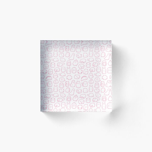 Mini Animals Pattern in Pastel Pink Acrylic Block