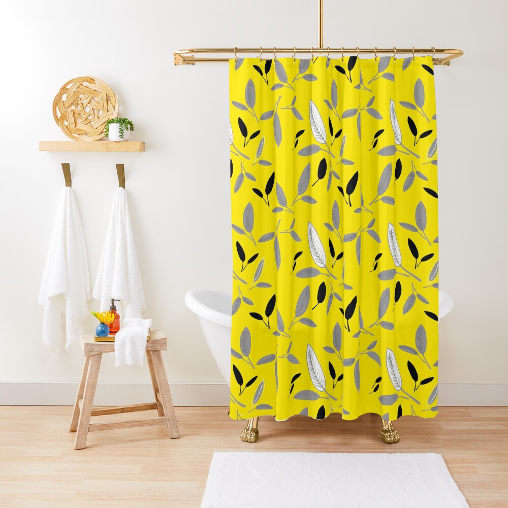 Yellow Shades of Leaf Shower Curtain