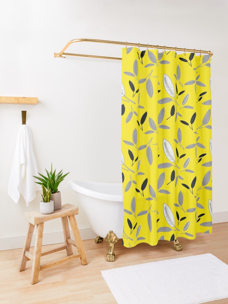 Alternate view of Yellow Shades of Leaf Shower Curtain
