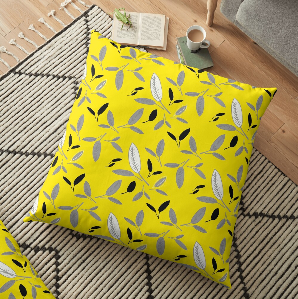 Yellow Shades of Leaf Floor Pillow