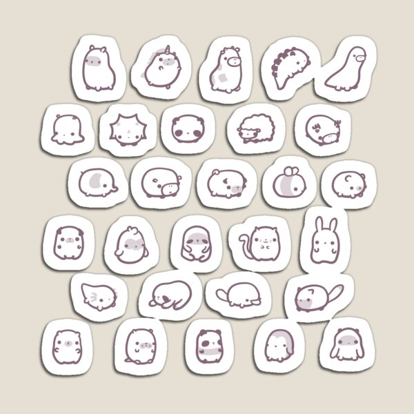 Mini Animals Pattern Purple Magnet