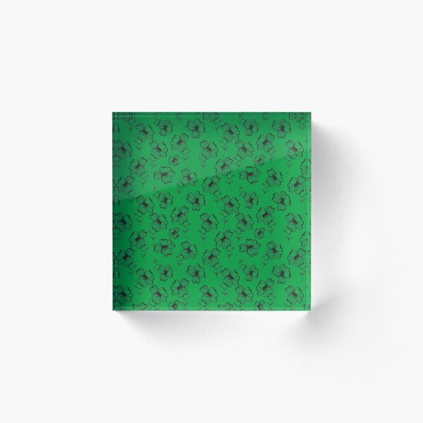 Bright Green Pretty Pansy Acrylic Block
