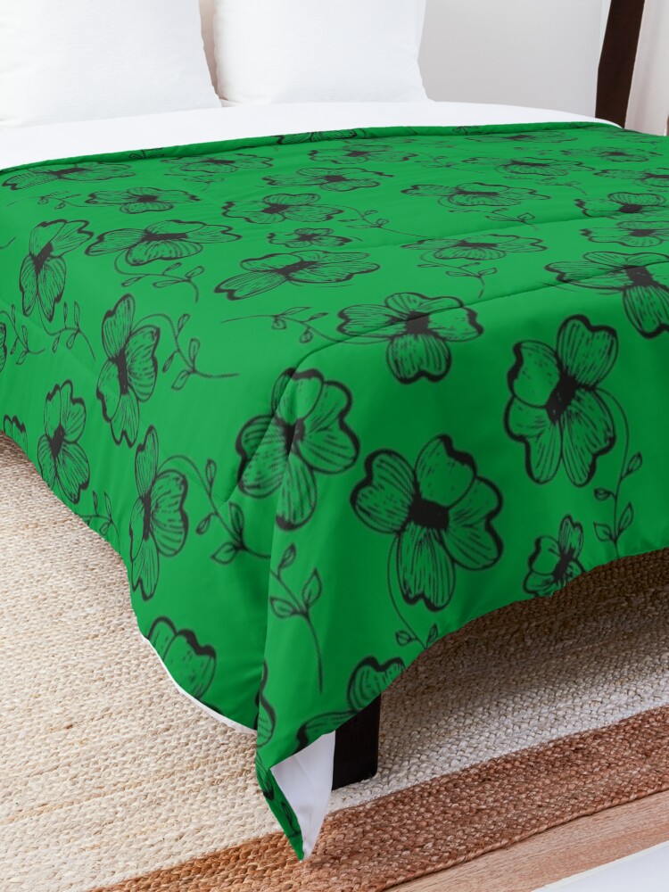 Alternate view of Bright Green Pretty Pansy Comforter