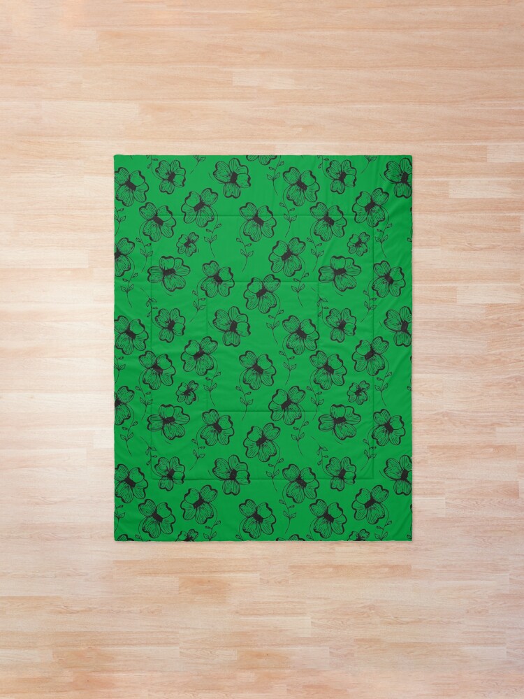 Alternate view of Bright Green Pretty Pansy Comforter