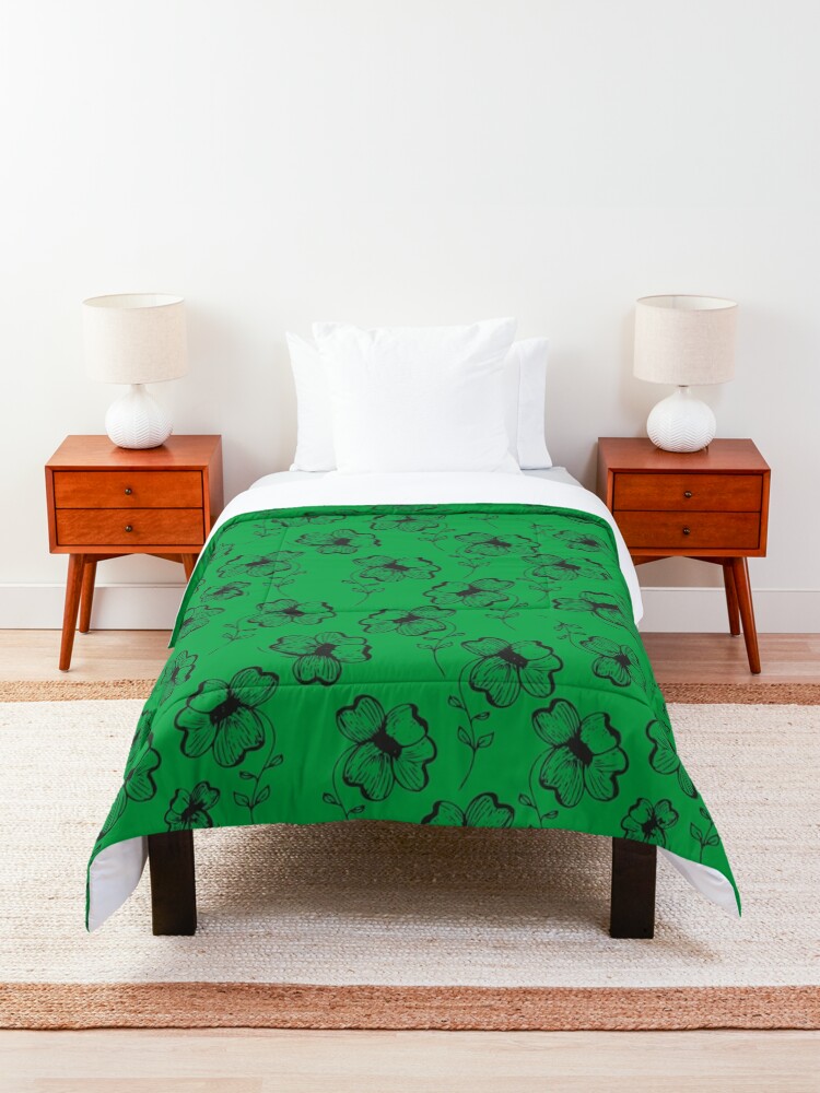 Alternate view of Bright Green Pretty Pansy Comforter