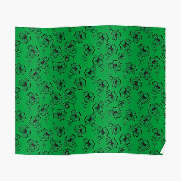 Bright Green Pretty Pansy Poster