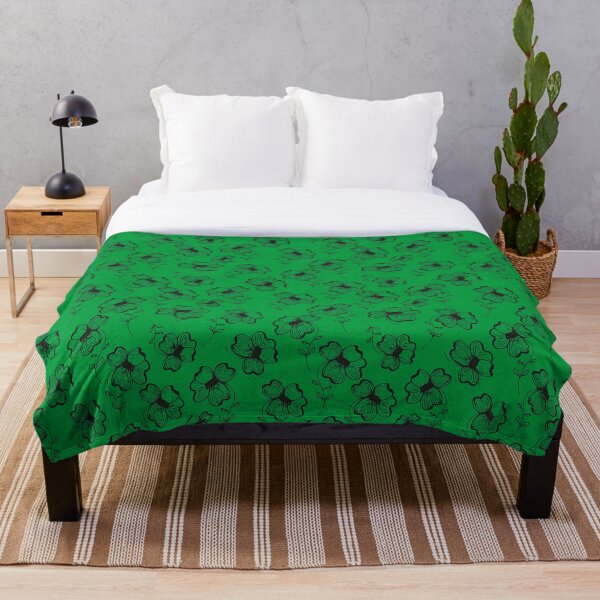 Bright Green Pretty Pansy Throw Blanket