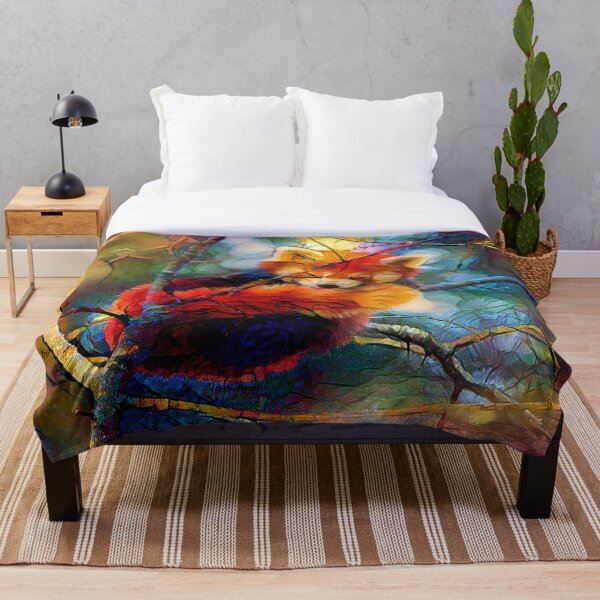Autumnal Red Panda Throw Blanket