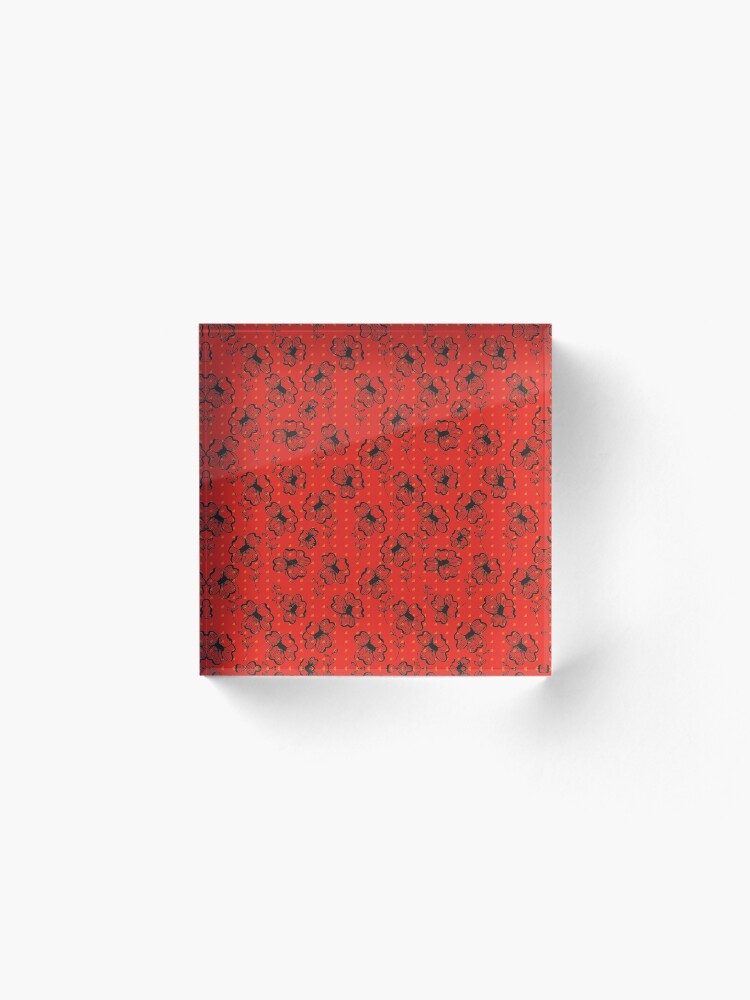 Alternate view of Mandarin Red with Exuberance fleck Pretty Pansy Acrylic Block