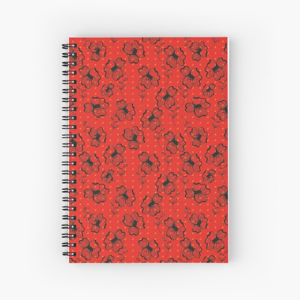Mandarin Red with Exuberance fleck Pretty Pansy Spiral Notebook