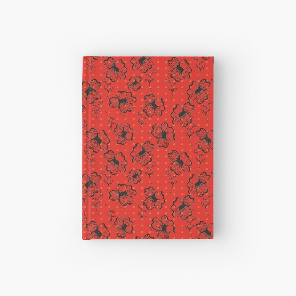 Mandarin Red with Exuberance fleck Pretty Pansy Hardcover Journal