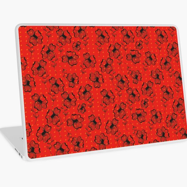 Mandarin Red with Exuberance fleck Pretty Pansy Laptop Skin