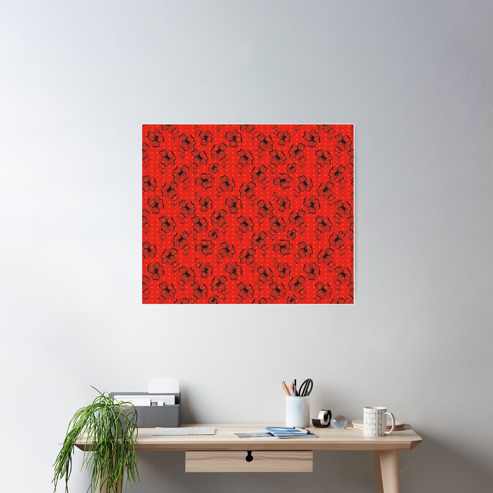Mandarin Red with Exuberance fleck Pretty Pansy Poster