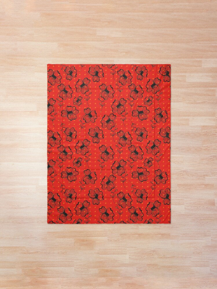Alternate view of Mandarin Red with Exuberance fleck Pretty Pansy Comforter