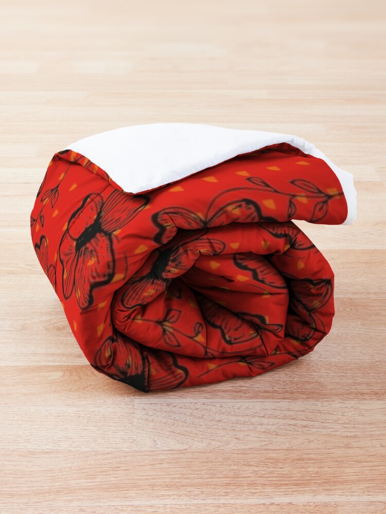Alternate view of Mandarin Red with Exuberance fleck Pretty Pansy Comforter