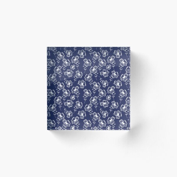 True Blue Pretty Pansy Acrylic Block