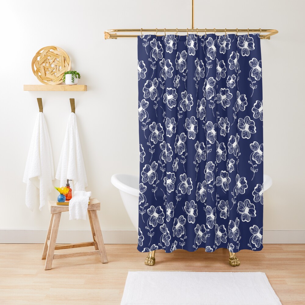 True Blue Pretty Pansy Shower Curtain