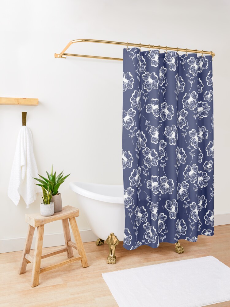 Alternate view of True Blue Pretty Pansy Shower Curtain