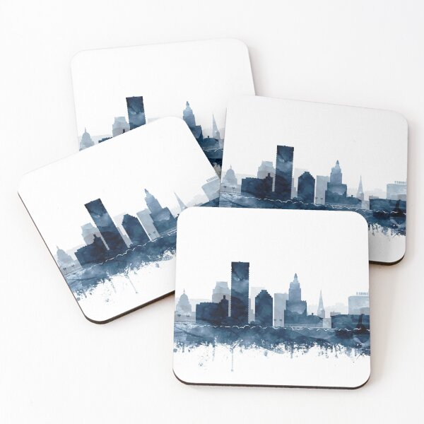 Item preview, Providence Skyline Watercolor Navy Blue by Zouzounio Art designed and sold by zouzounioart.
