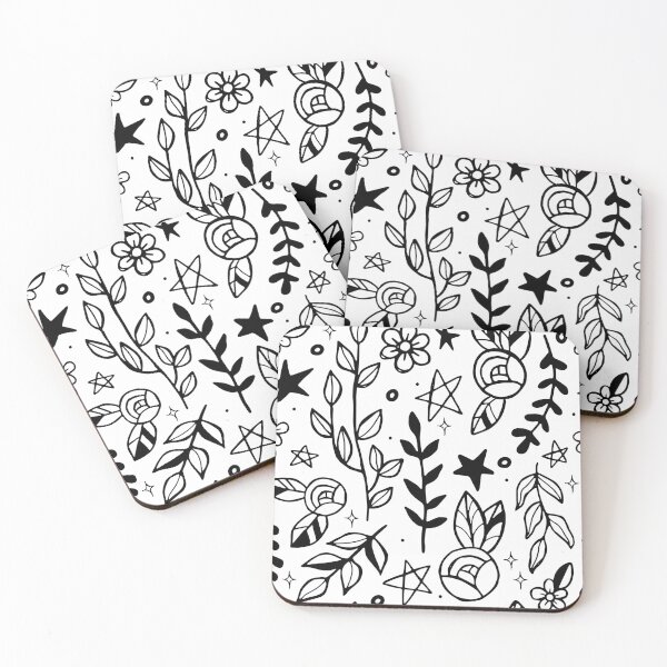Item preview, Black & White Nature Doodle Pattern designed and sold by dajonacevedo.