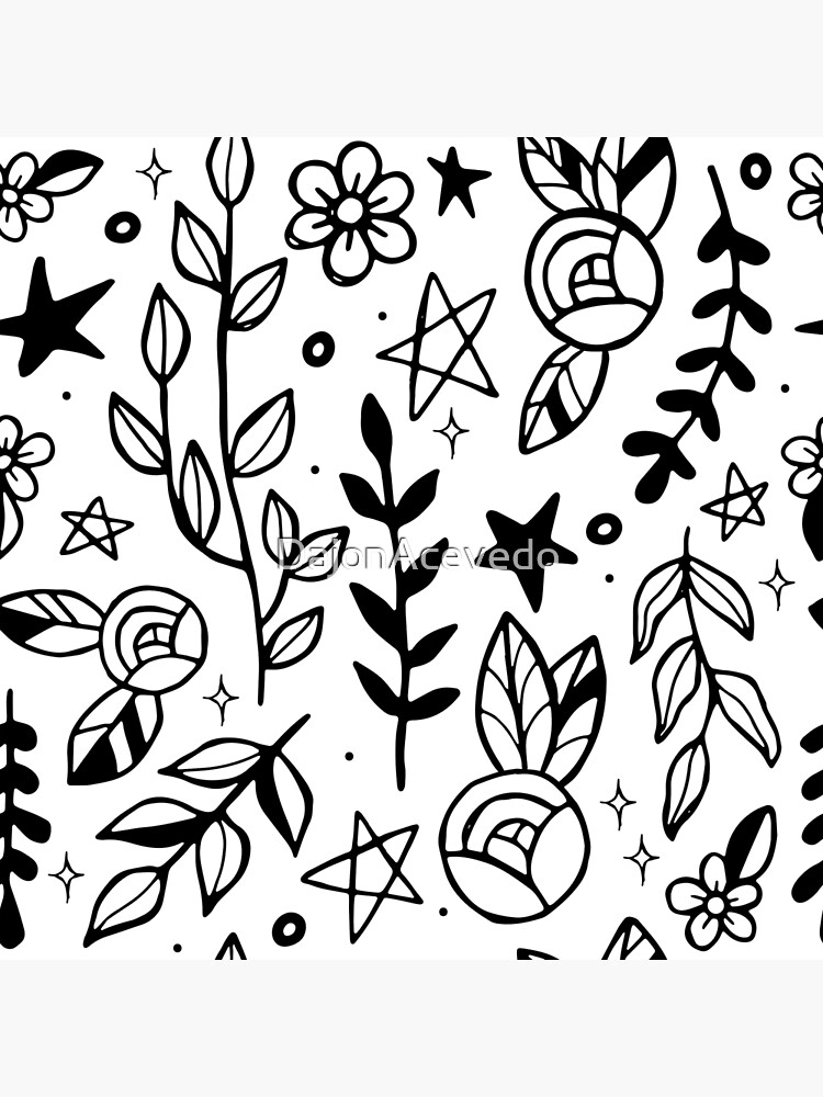 Discover Black & White Nature Doodle Pattern Premium Matte Vertical Poster