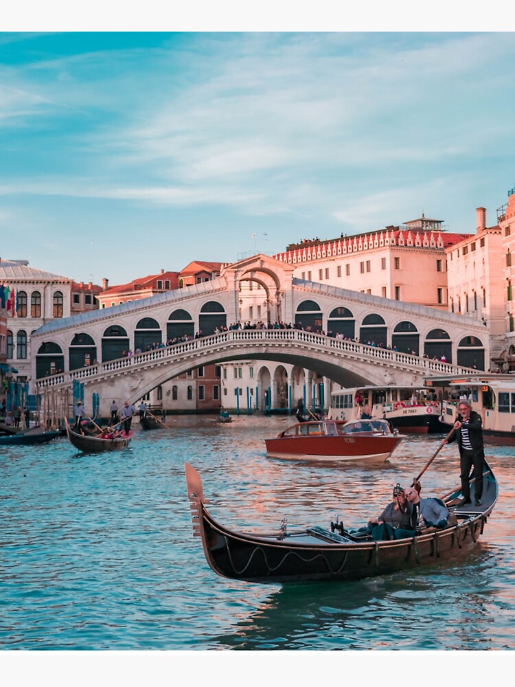 Romantic Gondola boat ride in Venice Italy at sunset 