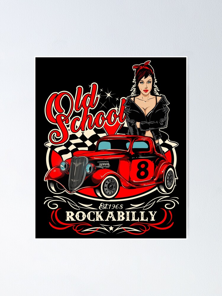 Rockabilly Pin Up Girl Sock Hop Rocker Vintage Classic Rock and Roll Music  Poster by MemphisCenter