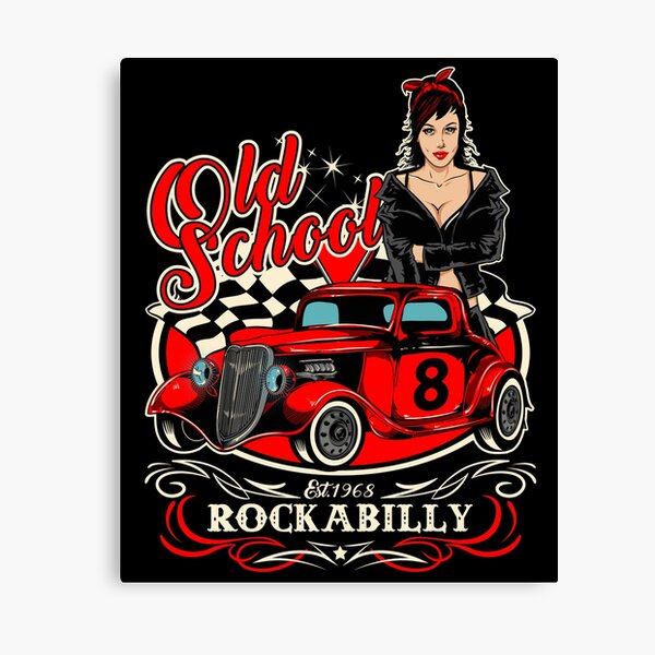 Rockabilly Pin Up Girl Sock Hop Rocker Vintage Classic Rock and Roll Music Canvas  Print by MemphisCenter