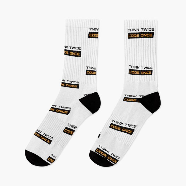 Item preview, think twice code once white background designed and sold by yourgeekside.