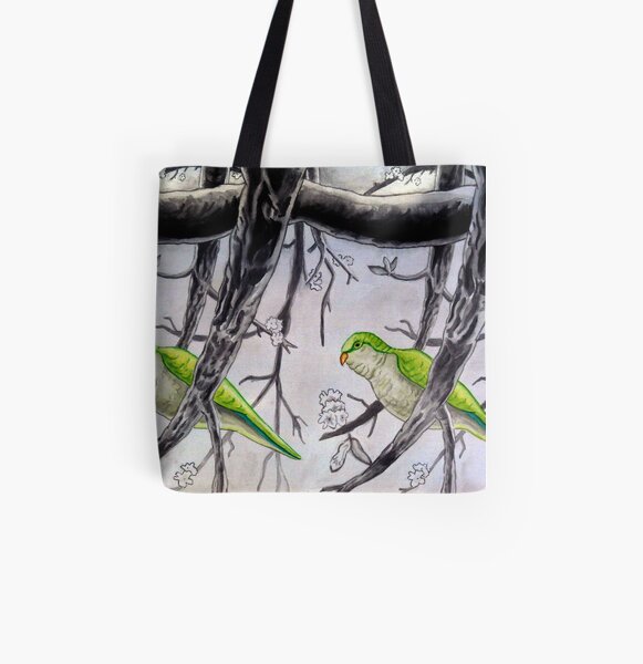 Stereogram challenge of Lorenzo the parakeet, Ibiza All Over Print Tote Bag