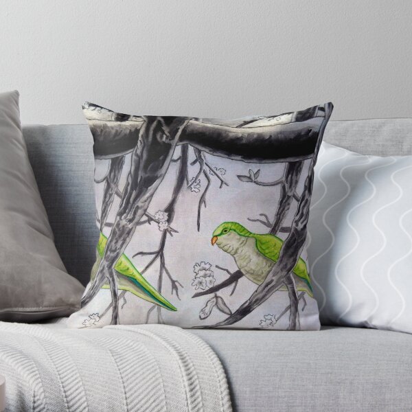 Stereogram challenge of Lorenzo the parakeet, Ibiza Throw Pillow