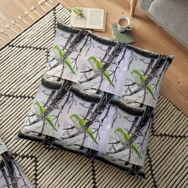 Stereogram challenge of Lorenzo the parakeet, Ibiza Floor Pillow
