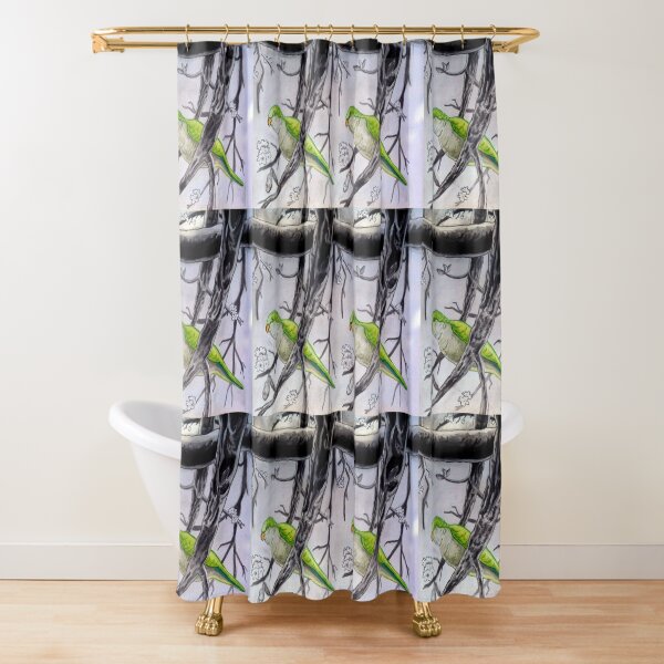 Stereogram challenge of Lorenzo the parakeet, Ibiza Shower Curtain