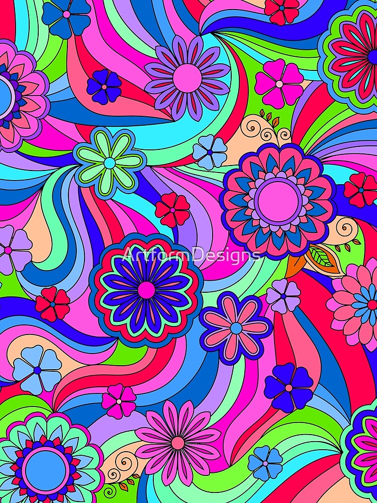 Groovy Psychedelic Flower Power Flower Women's Chiffon Blouse Top | Redbubble