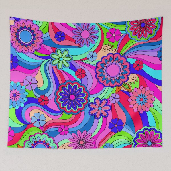 Item preview, Groovy Hippy Flower Power Cool Tones designed and sold by ArtformDesigns.