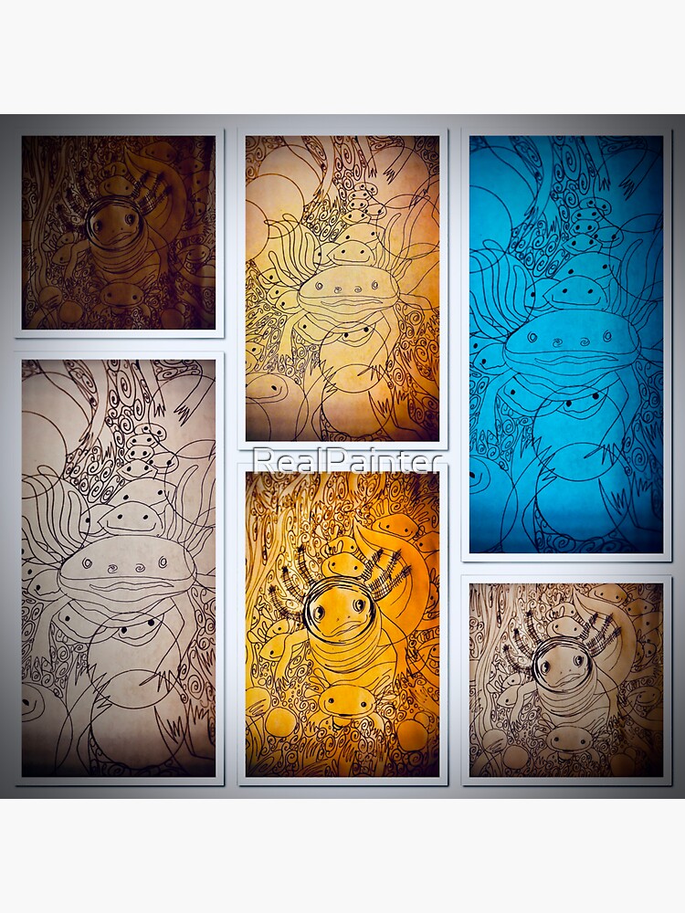 "Axolotls,Mexican walking fish, water dog , salamander " Sticker for