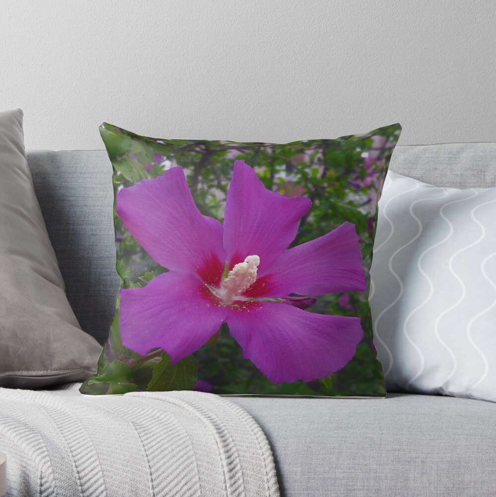 Purple Hibiscus Throw Pillow
