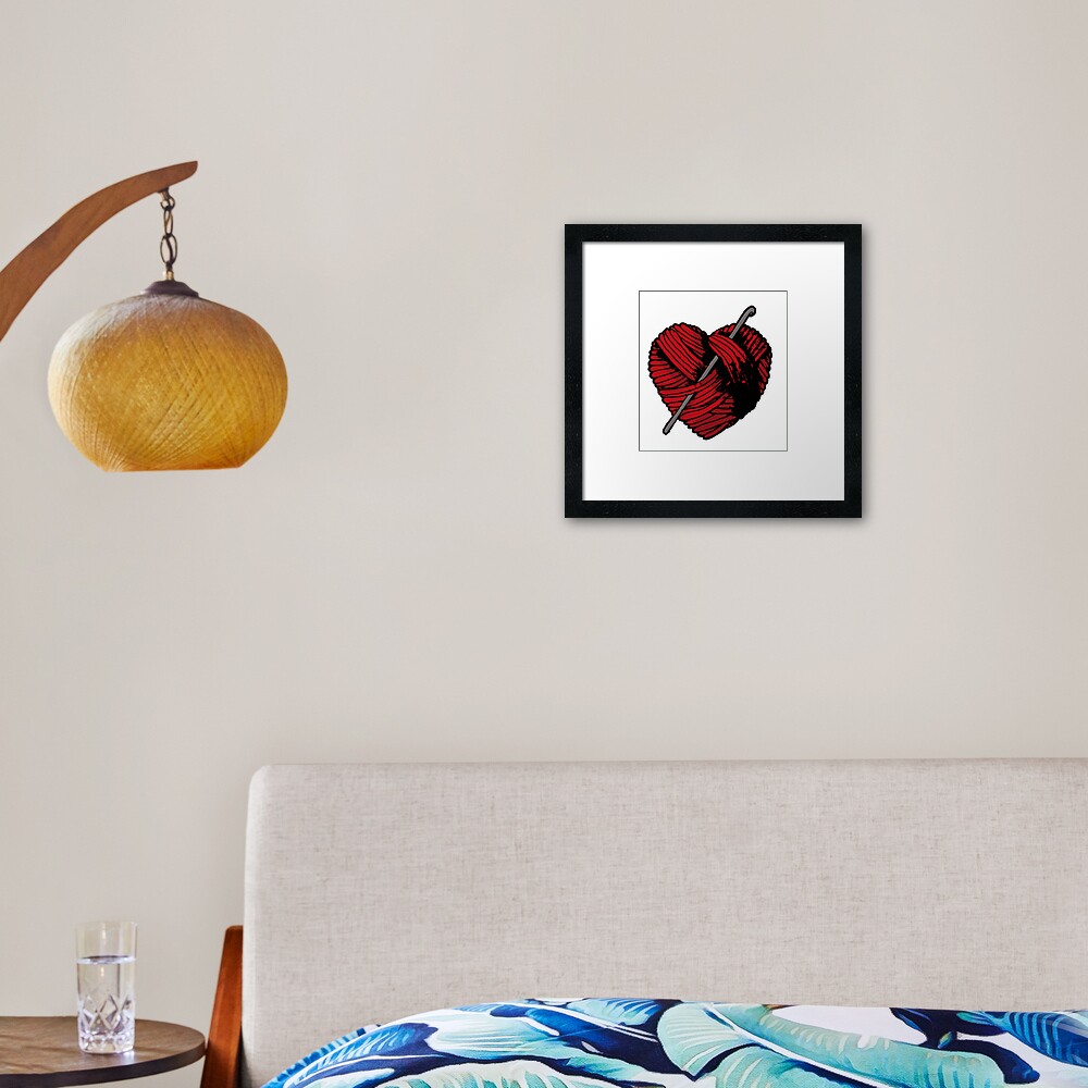 Cute Red Heart Ball of Yarn and Crochet Hook  Art Board Print for Sale by  Rosalie Reeves