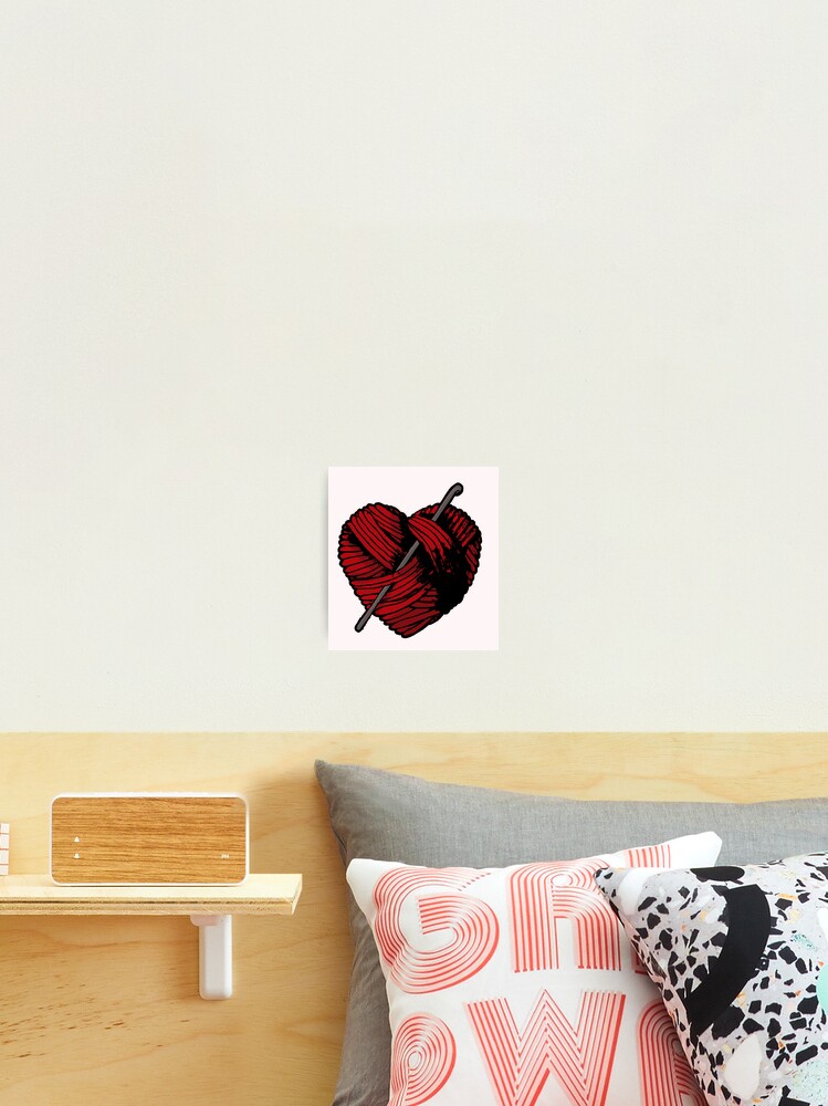 Cute Red Heart Ball of Yarn and Crochet Hook  Art Board Print for Sale by  Rosalie Reeves