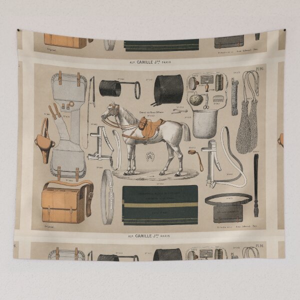 Item preview, 'Officer' Horse tack poster vintage illustration  designed and sold by Vintage Designs +.