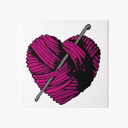 Cute Blue Heart Ball of Yarn and Crochet Hook Hooked Tapestry for