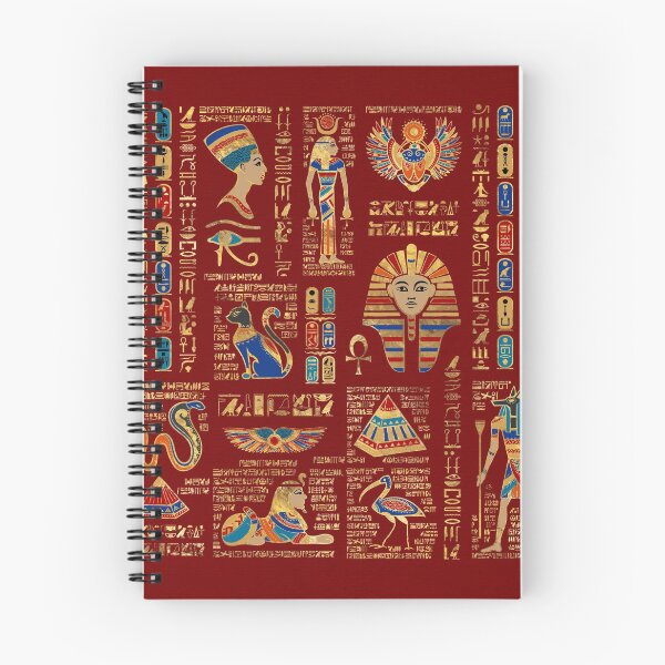 Item preview, Egyptian hieroglyphs and deities on red designed and sold by k9printart.
