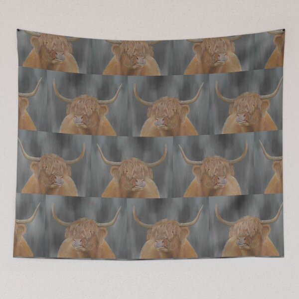 Item preview, Highland Cow Grey Pattern Print designed and sold by Sarah Beamis.