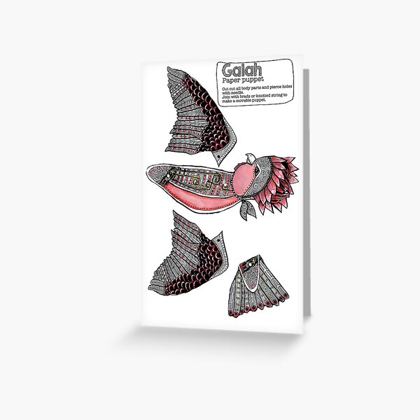 Galah articulated puppet card www.jennywoodart.com/paper-puppets Greeting Card