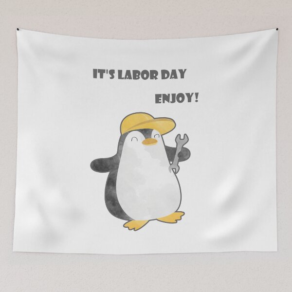 Item preview, It is Labor Day, enjoy! - Happy Penguin Mechanician - Dancing Worker designed and sold by thewishdesigns.