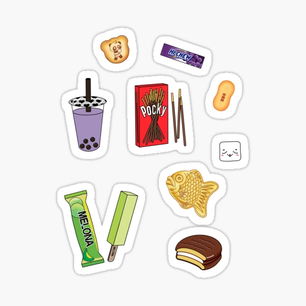 Cute Kawaii Japanese Snacks and Food Sticker Sheet Japan Stickers 