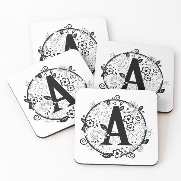 Item preview, Floral Initial A Black and White designed and sold by KatSmith143.