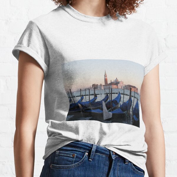 Sunset with Blue Gondolas, Venice Italy Classic T-Shirt